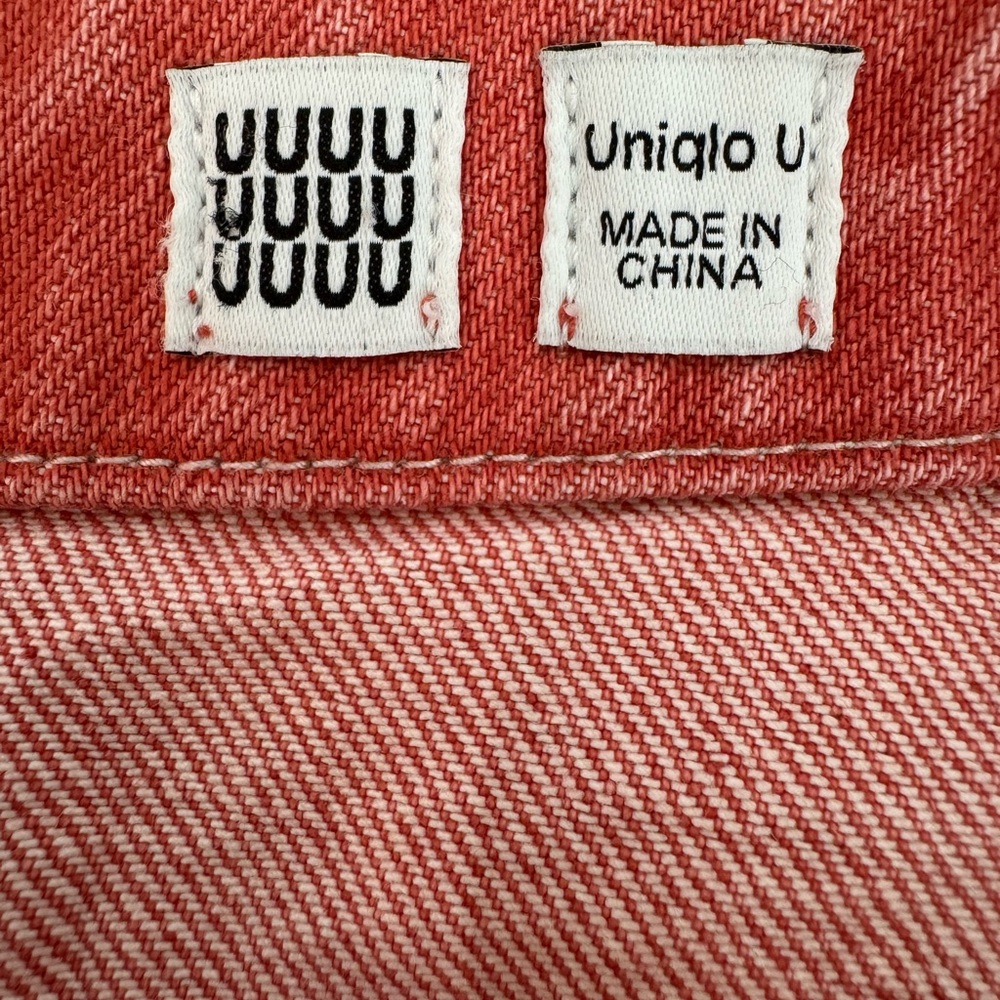 Uniqlo U Women’s Red Washed Button Front Denim Skirt with Pockets Size 8 - Picture 7 of 10
